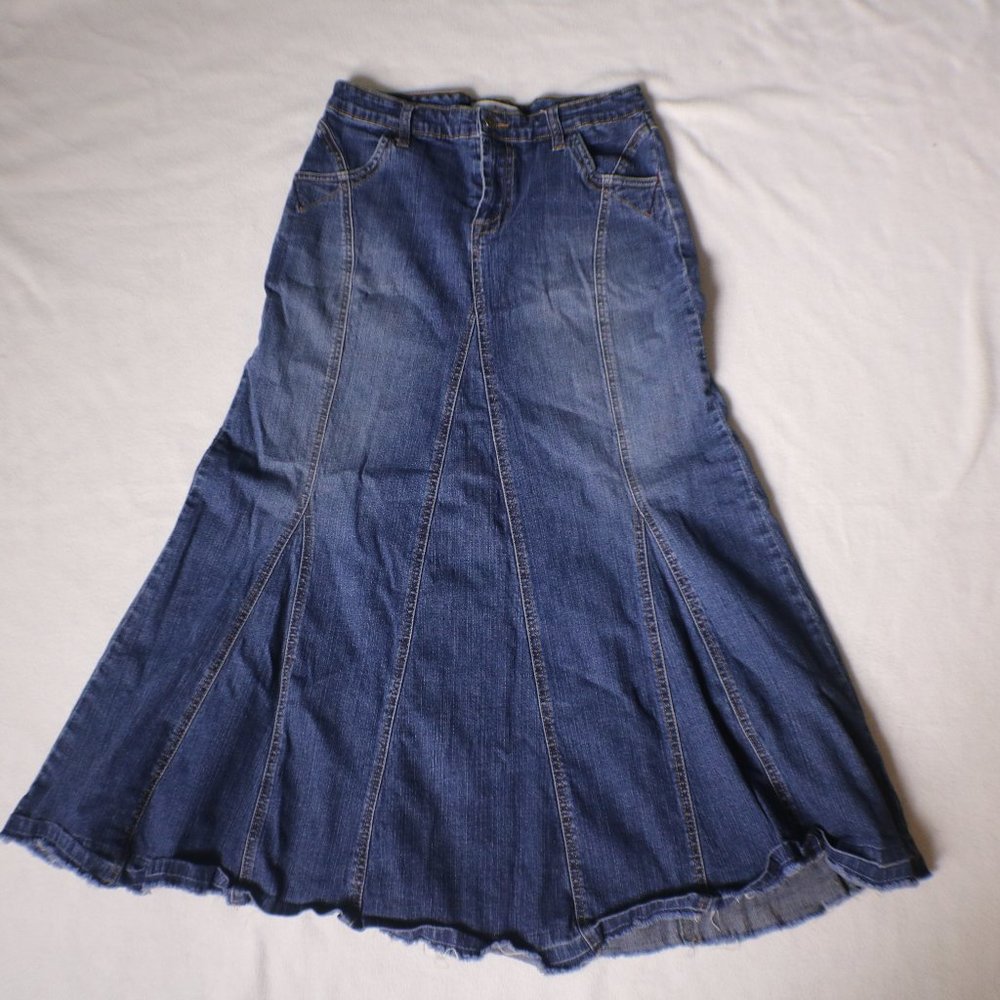 CAbi Flared Ankle Length Denim Skirt